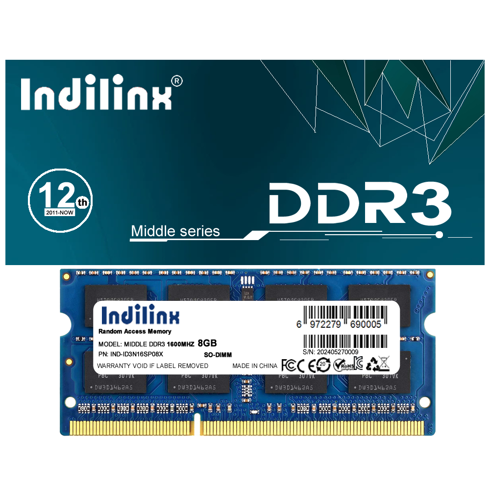 MEMORIA RAM DDR3 8GB 1600MHZ LAPTOP INDILINX PRINCIPAL.fw